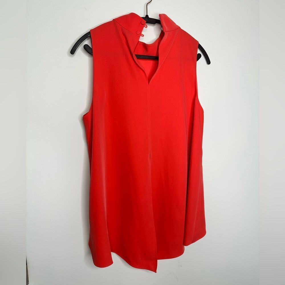 Sachin & Babi Red Sleeveless High Mock Neck High Low Blouse‎ T232T05-644 Large